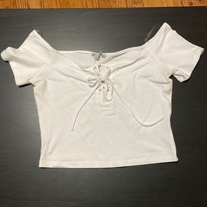 White off the shoulder crop top